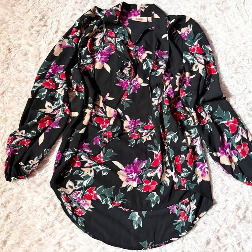 Whimsygoth Bold Floral Statement Flowy Sheer Dark Goddess Plus Size Womens 1X